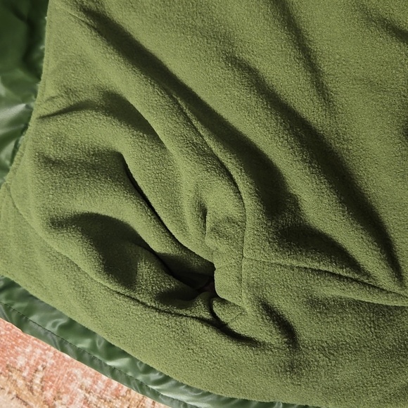 Rachel Zoe Shiny Green Fleece Lined Removeable Hood Back Pocket Dog Coat Sz L - Picture 7 of 13